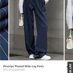 Commense Women’s Blue Striped Dress Pants